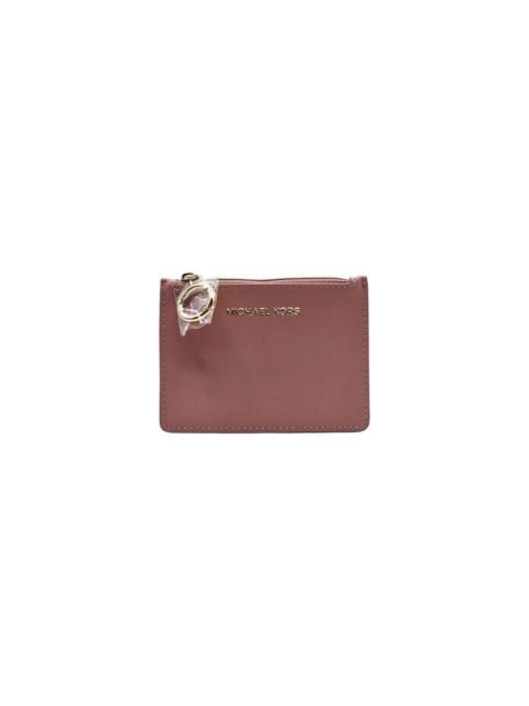 MICHAEL KORS Rose Faux Leather Zip Card Holder Coin Pouch Key Case - NWT