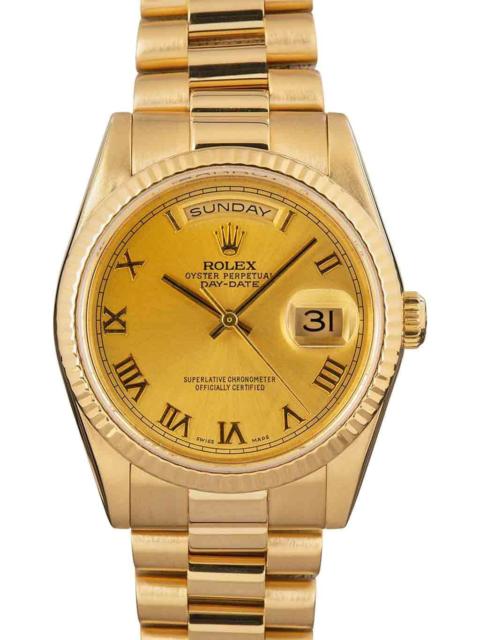 ROLEX Used Rolex Day Date Champagne Dial Ref 118238 Leather Band