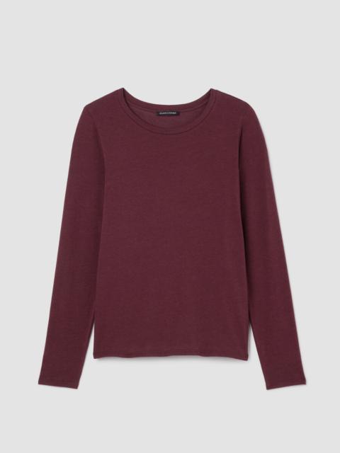 EILEEN FISHER Sheer Cotton Blend Knit Round Neck Tee
