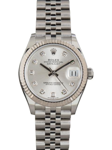 Ladies Rolex Datejust Ref 278274 Silver Diamond Dial