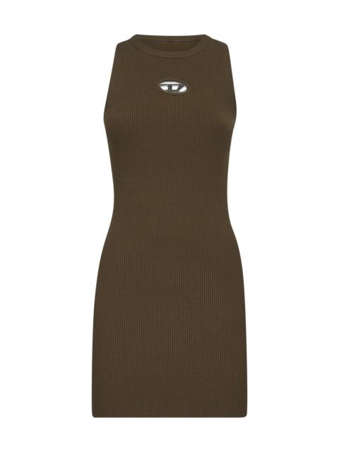 Diesel Diesel Women Green Ribbed Viscose M-Caddix Minidress