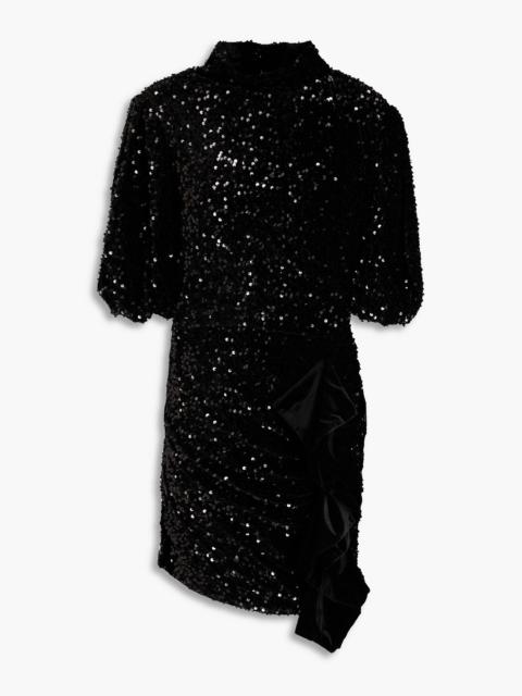 maje Sequined velvet mini dress