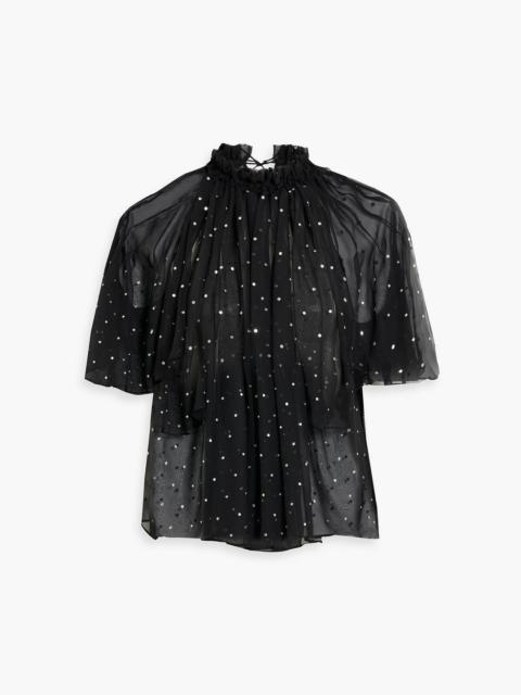 rabanne Embellished ruffled chiffon top