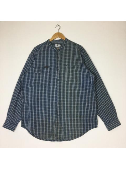 Other Designers Vintage Calvin Klein Mandarin Collar Plaid Buttons Up Shirt