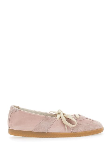 Maison Margiela Maison Margiela Women Pink Low Top Sneakers With Laces On The Front In Leather And Suede For Women