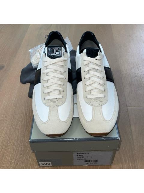 TOM FORD EUC - TOM FORD White & Black Two Toned Suede & Canvas Orford Sneakers Sz 11.5