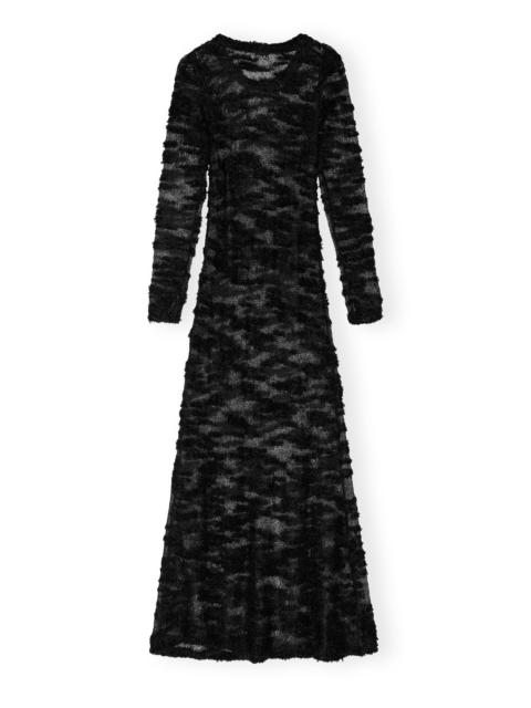 GANNI BLACK BOUCLE MAXI DRESS