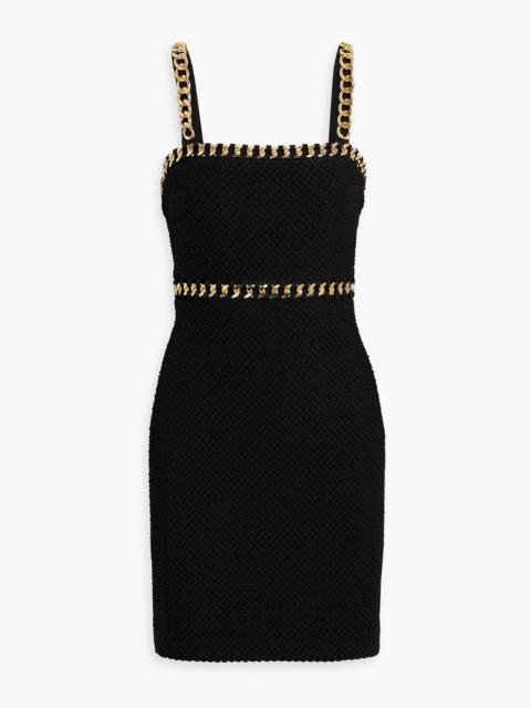 Alice + Olivia Kelly chain-embellished cotton-blend mini dress