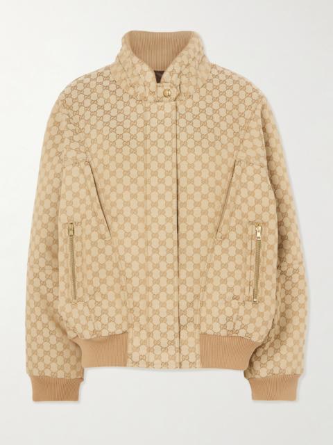 GUCCI Canvas-jacquard Turtleneck Bomber Jacket