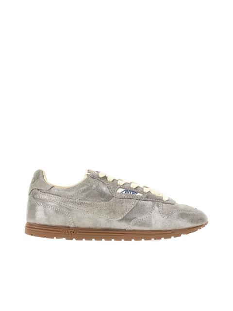 AUTRY Autry Windspin Laminated Leather Sneakers Silver