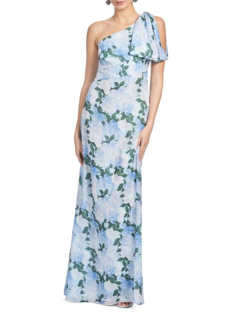 SACHIN & BABI Sachin & Babi Chelsea Drape One-Shoulder Gown in Glacial Peonies at Nordstrom