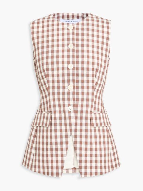VERONICA BEARD Lois gingham cotton-blend seersucker vest