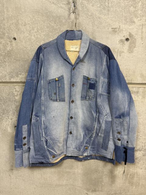 Greg Lauren $1800 Greg Lauren Overall Sherpa Lined Boxy Denim Jacket
