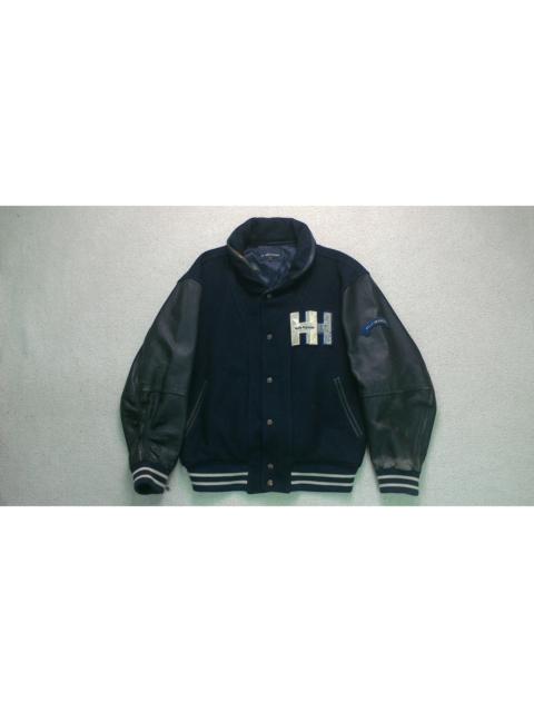 Other Designers Helly Hansen - VINTAGE HELLY HANSEN EMBROIDERY LEATHER VARSITY JACKET