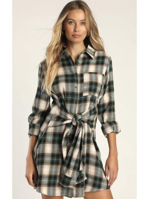Other Designers Vintage - Pandleton shadow plaid tying waist front dress