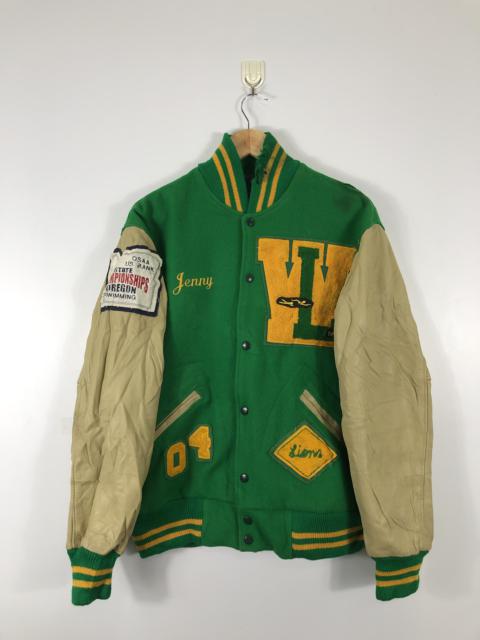 Other Designers Vintage - Vintage Lions Oregon Varsity Jacket Patches Leather Green