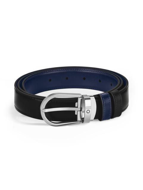 Montblanc HORSESHOE BUCKLE BLACK/INK BLUE 30MM REVERSIBLE LEATHER BELT