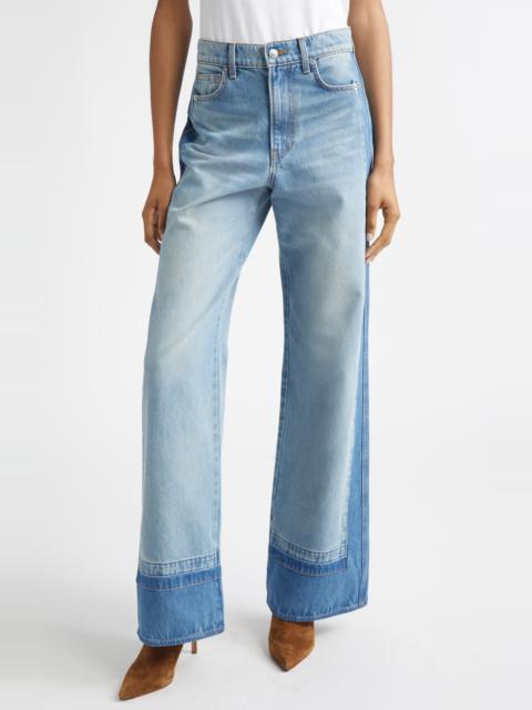 VERONICA BEARD Veronica Beard Taylor Colorblock High Waist Wide Leg Jeans in Cloudy Colorblock at Nordstrom