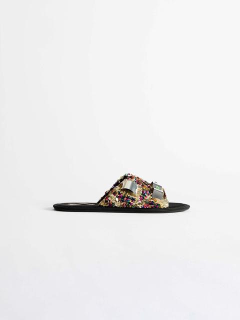 JW Anderson WOMENS OPEN TOE SLIDES IN PINK-MULTI