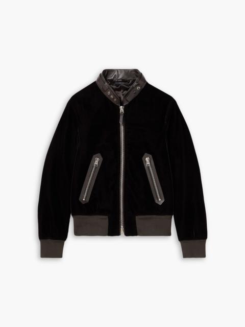 TOM FORD Leather-trimmed velvet bomber jacket