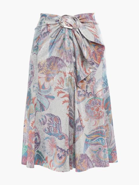 rabanne Draped printed lamé skirt