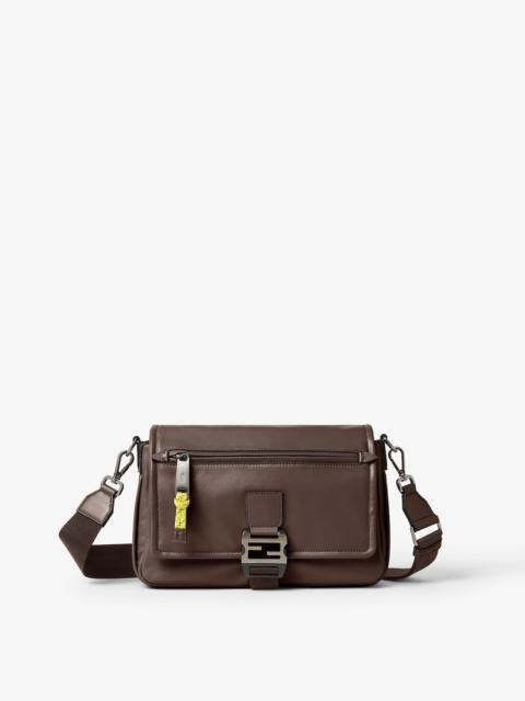 FENDI Fendi Flux Messenger Chocolate brown leather bag