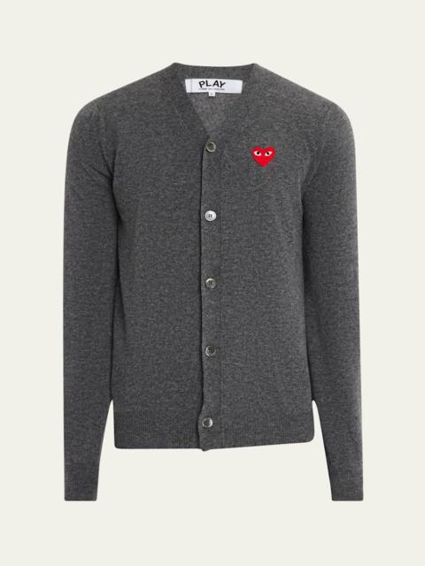 Comme Des Garçons Men's Small Heart Wool Cardigan Sweater