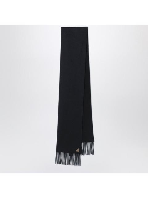 Prada Prada Black Silk And Cashmere Scarf With Fringes Women