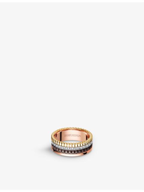 Boucheron Quatre Classique 18ct yellow-gold, white-gold, pink-gold and 0.24ct diamond ring