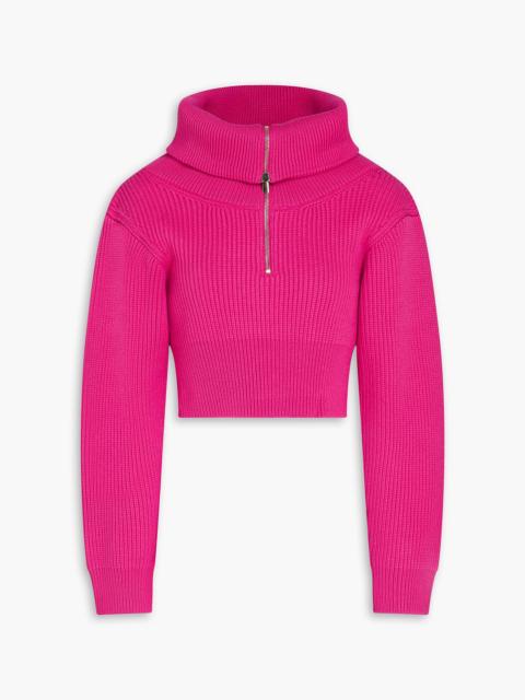 JACQUEMUS Risoul cropped ribbed merino wool half-zip sweater