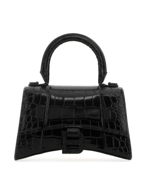 BALENCIAGA Black Leather Xs Hourglass Handbag
