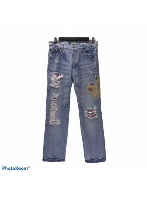 Japanese Brand - Japanese Sukajan Dragon Distressed Denim embroidery Jeans