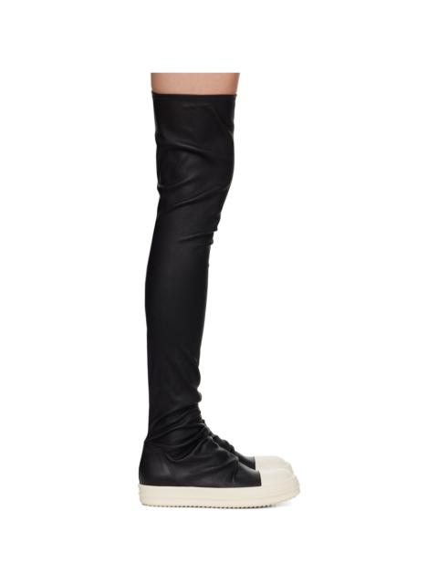 Rick Owens Black Porterville Knee High Stocking Sneaks Boots