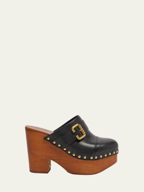 Chloé Jeannette Leather Platform Clogs