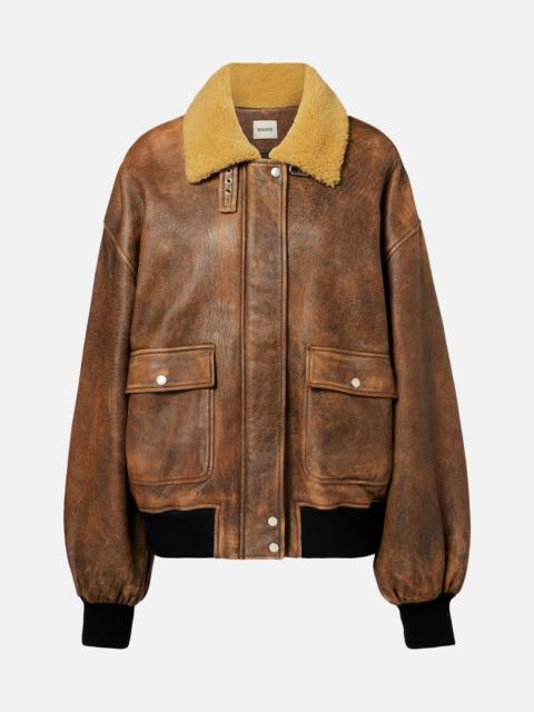 KHAITE Sandor shearling-trimmed leather jacket