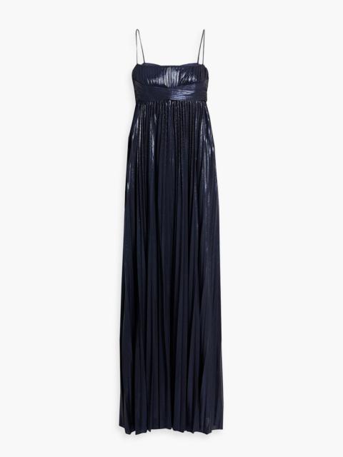 RETROFÊTE Zinnia pleated lamé maxi dress