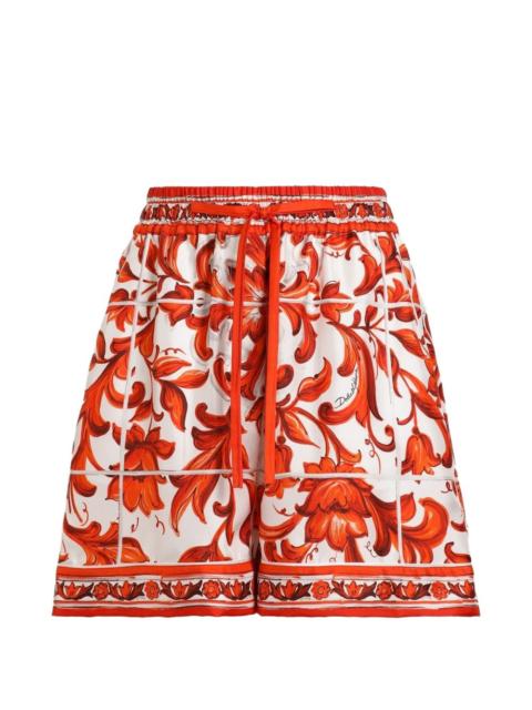 Dolce & Gabbana Dolce & Gabbana Women Maiolica Print Silk Shorts