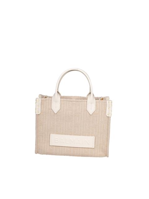 Balmain Balmain Small B-army Jacquard Canvas Tote Bag, Natural Color