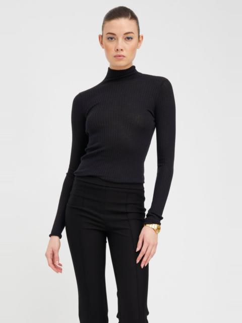 SPRWMN BLACK CASHMERE MOCK NECK