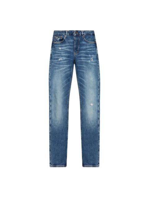 distressed-effect jeans