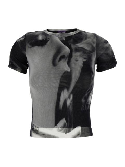 Jean Paul Gaultier Jean Paul Gaultier Women Black Top With Short Sleeves And Smoking Women Print In Tech Fabric For Wom