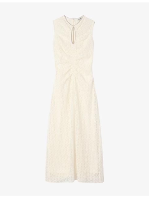 Sandro Rhinestone-Embellished Sleeveless Lace Maxi Dress