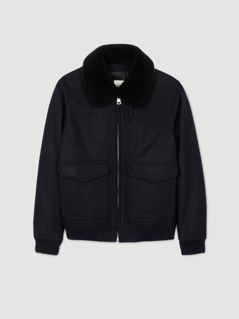 Sandro WOOL AVIATOR JACKET WITH SHEARLING
