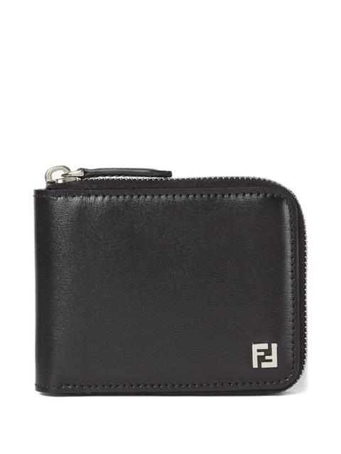 FENDI Fendi Men Leather Compact Wallet With Zip And Ff Logo
