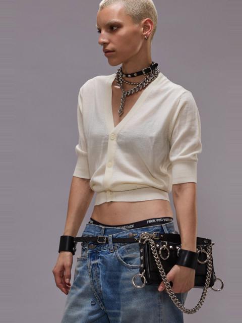 R13 ELBOW SLEEVE SPLIT HEM CARDIGAN