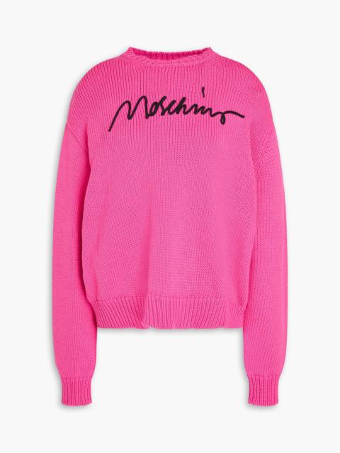 Moschino Embroidered cotton-blend sweater