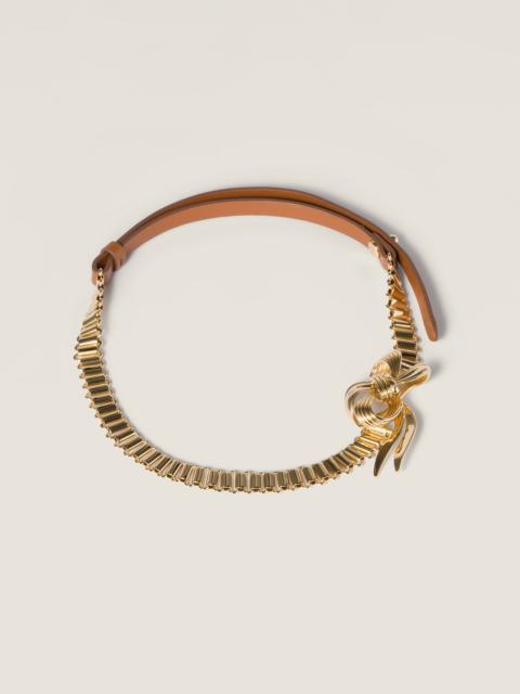 Miu Miu Metal and leather necklace