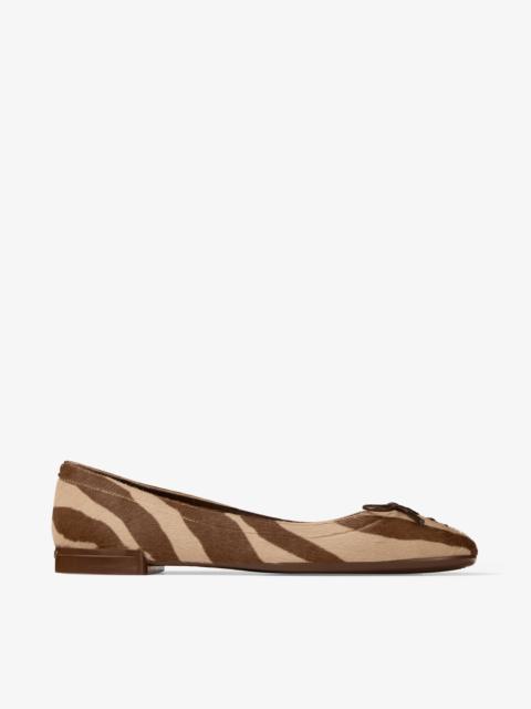 JIMMY CHOO Scarlett Ballerina
Chocolate Zebra Printed Pony Ballerina Flats