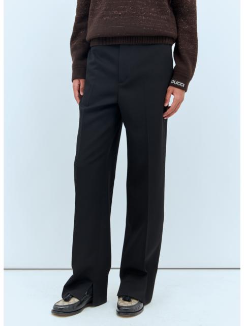 Gucci Men Logo Embroidery Wool Pants