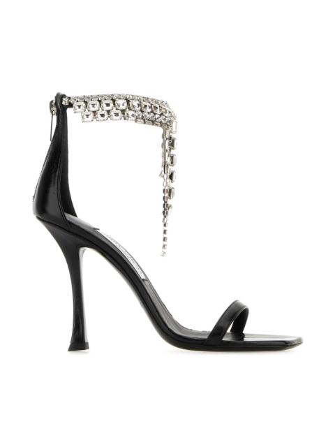 JIMMY CHOO Black Leather Verity Sandals